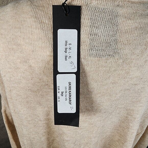 Lotus Eaters Beige Batwing Sweater NEW Sz S Oversized Long Sleeve Cotton/Draion - Picture 5 of 6